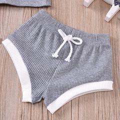 Newborn Baby Girl Boy Clothes Short Sleeve Solid Color T-Shirt Shorts Set 2Pcs